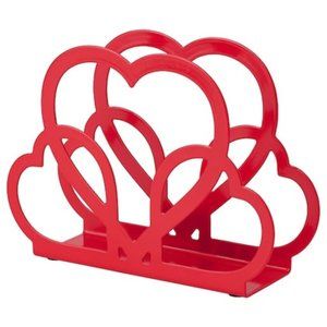 Napkin holder, heart-shaped red